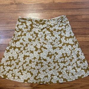 Toad&Co Floral A-Line Skirt - Olive and Cream